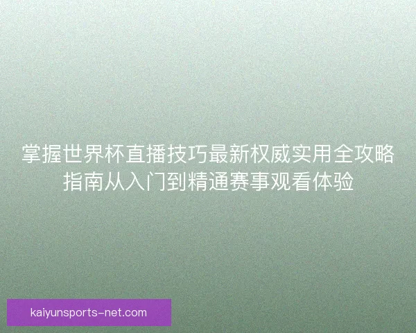 掌握世界杯直播技巧最新权威实用全攻略指南从入门到精通赛事观看体验